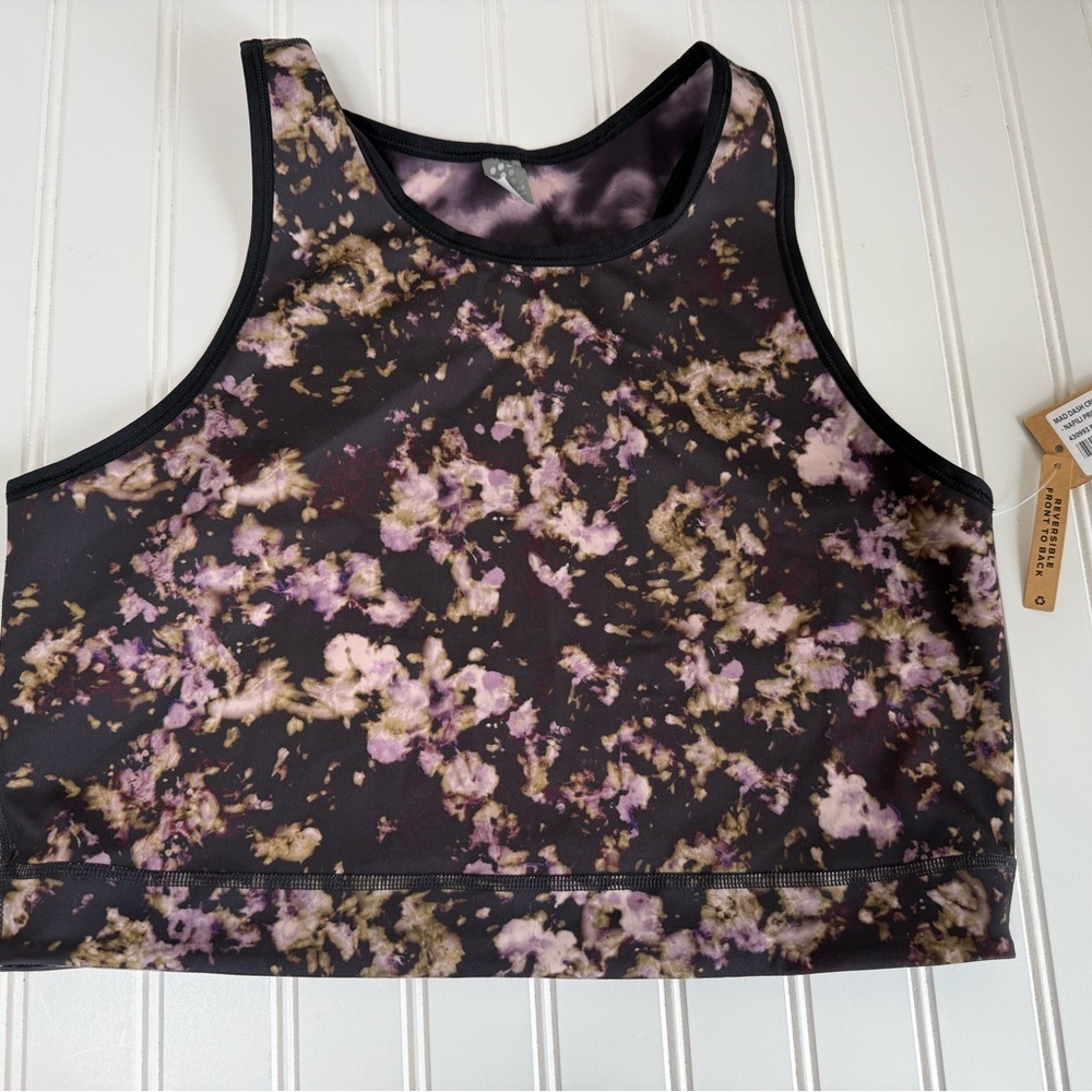 Title Nine Reversible Mad Dash Cropped Tank Womens Tie Dye Purple Large NEW.1248